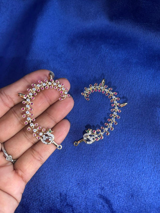 Diamond Look Swan Designer Earcuffs (Ruby)