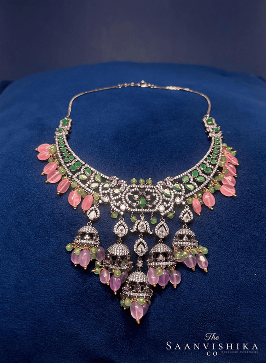 Multi Beaded Peacock Necklace Set