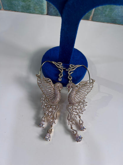 Designer CZ Diamond Peacock Earcuffs Crytsal