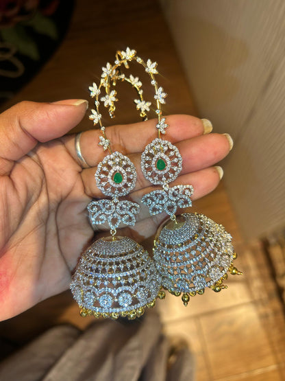 Detachable Jhumki Single Floral  Diamond Ear cuffs