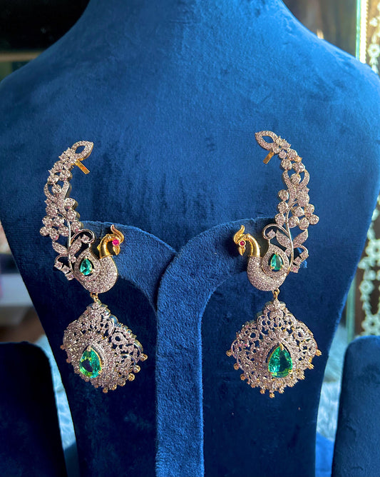 Bridal Peacock Earcuffs