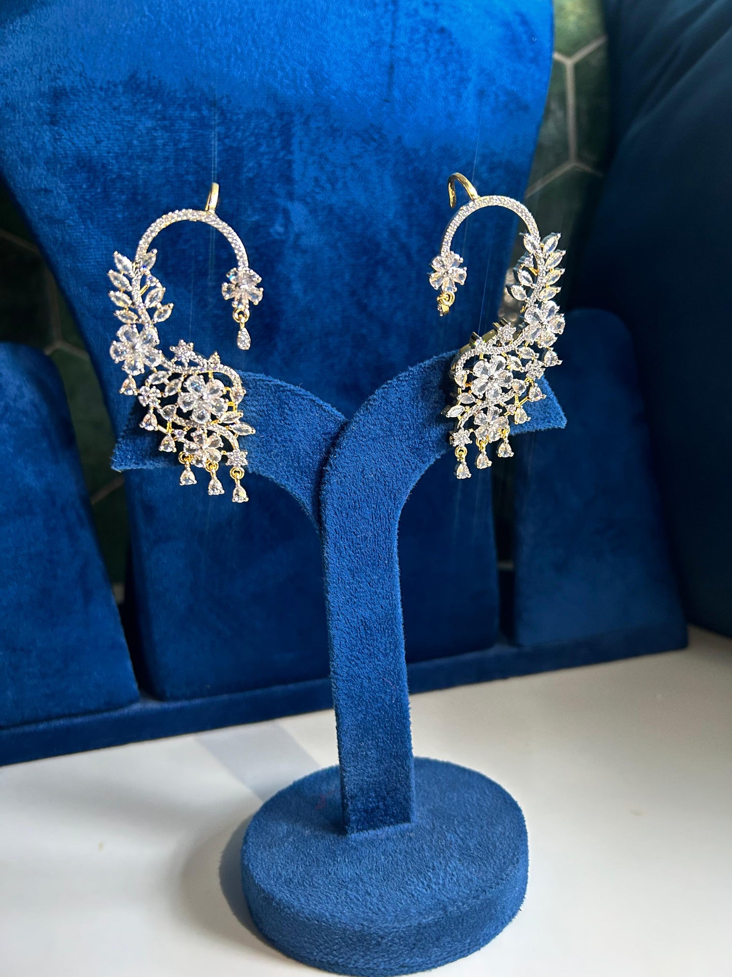 Designer American Diamond Hanging Earcuffs