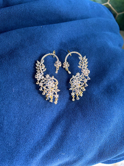 Designer American Diamond Hanging Earcuffs