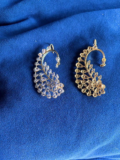 Designer American Diamond Mango Earcuffs