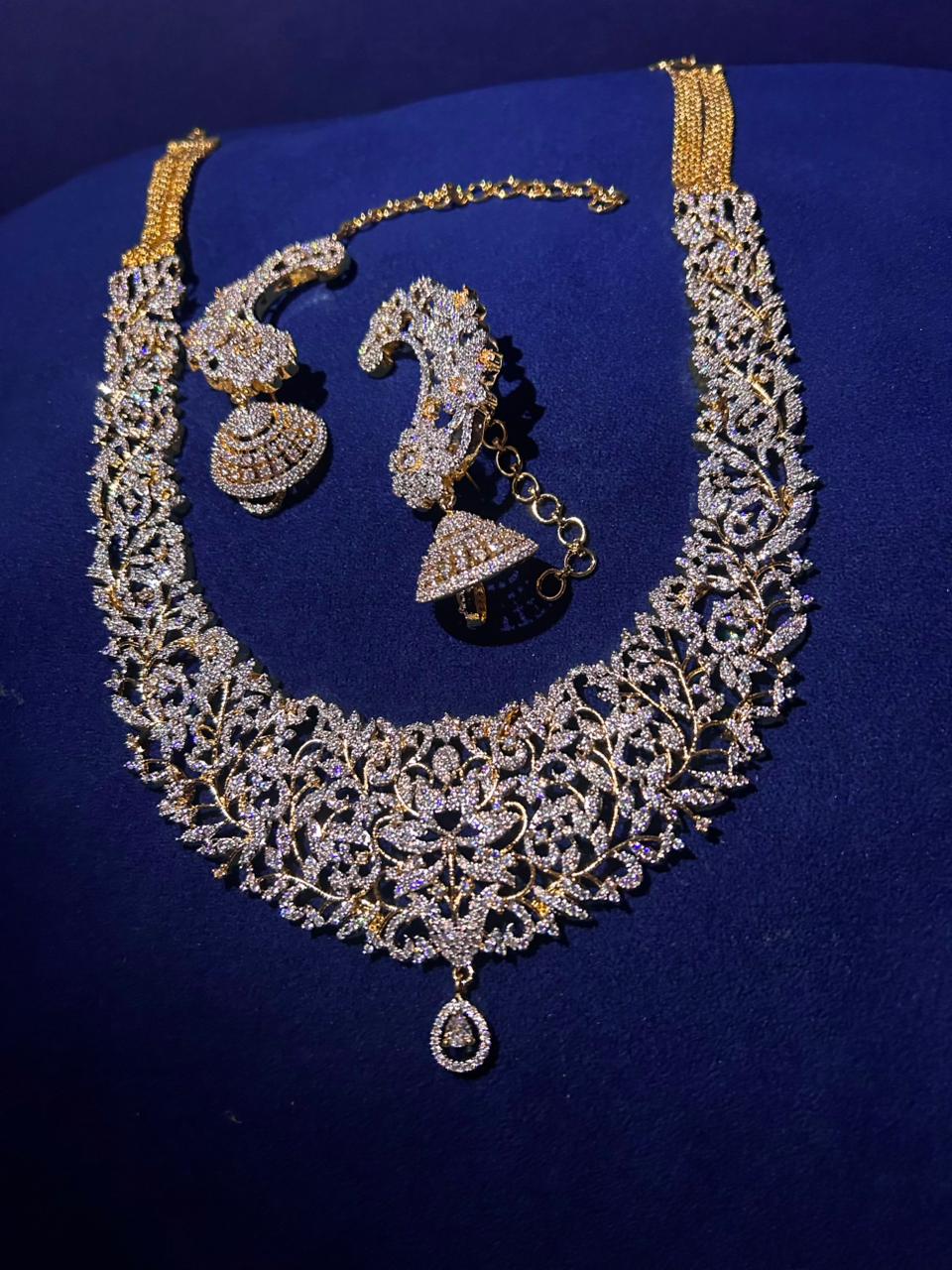 Platinum Diamond Haram with Earrings