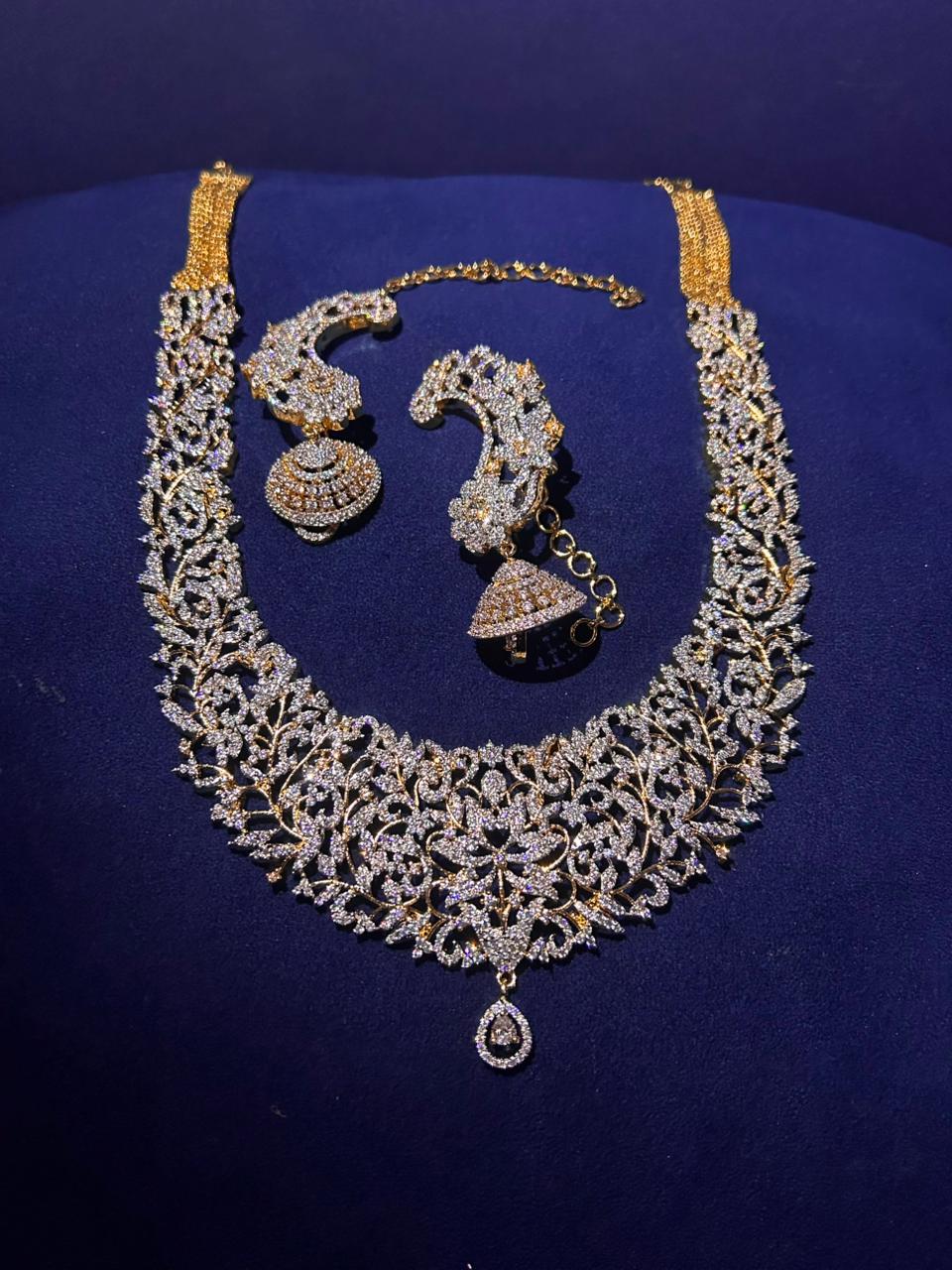 Platinum Diamond Haram with Earrings