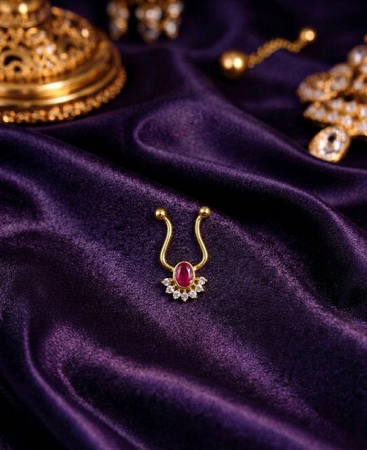 Ruby Gemstone Diamond Look Septum