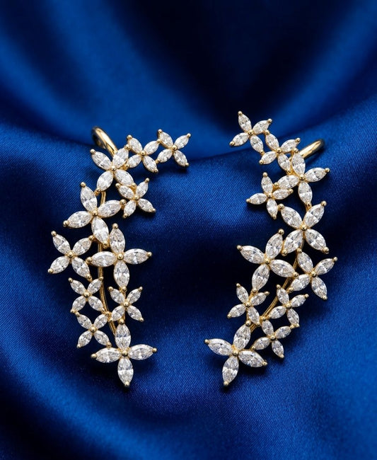 Modern Floral Ear cuffs (Gold Polish)