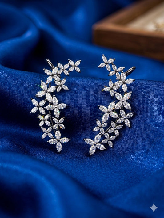 Modern Floral Ear cuffs (Black Polish)