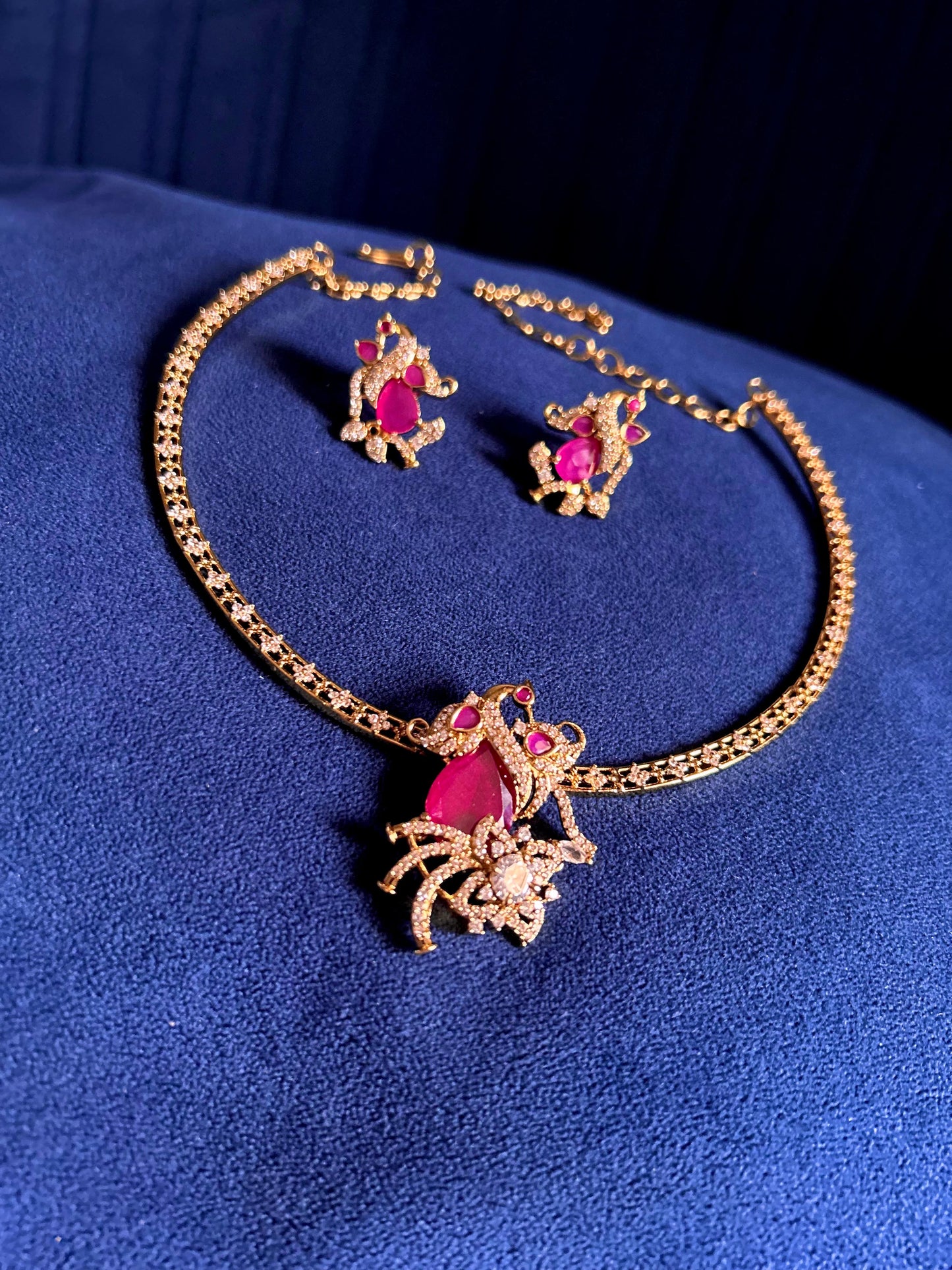 Victorian Ruby Swan Kanti with pednant set