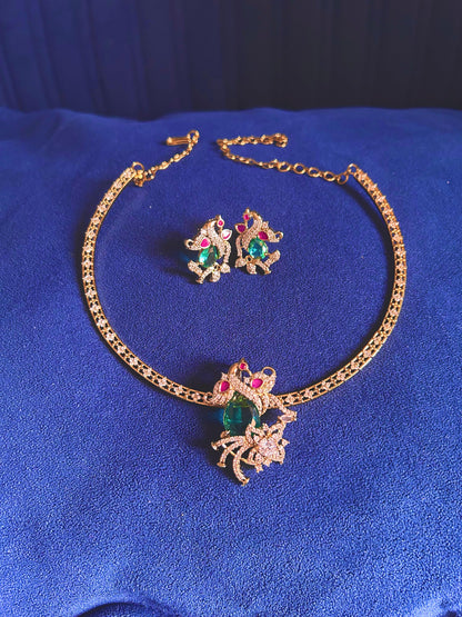 Victorian Green Swan Kanti with pednant set