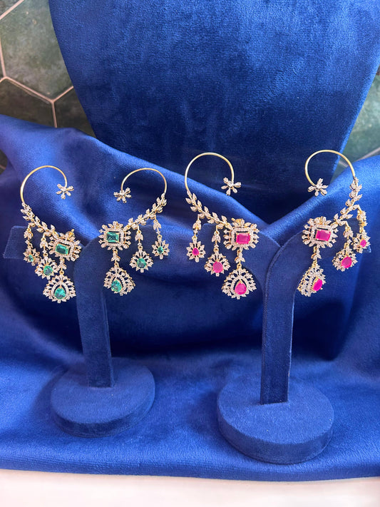 [PRE BOOKING] Grand Crystal Hanging Earcuffs (Red)