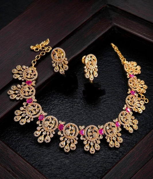 Peacock Designer Necklace Ruby