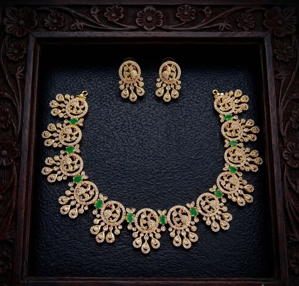 Peacock Designer Necklace Green