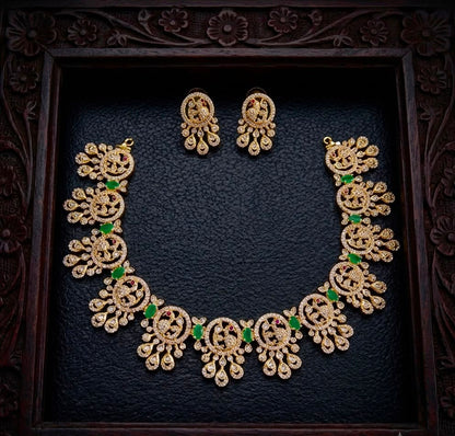 Peacock Designer Necklace Green
