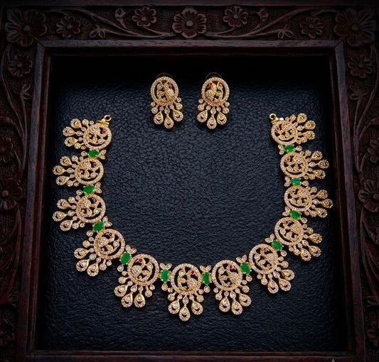 Peacock Designer Necklace Green