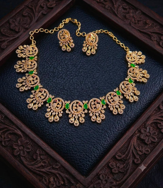 Peacock Designer Necklace Green