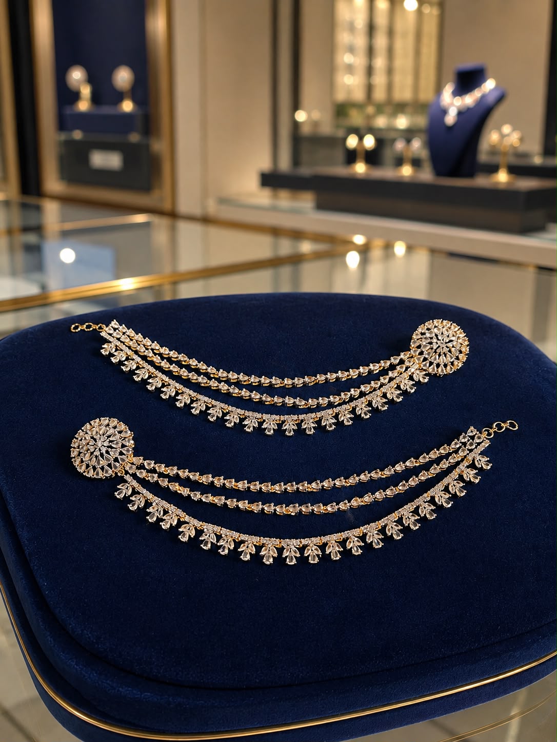 Designer Diamond Look Ear chain