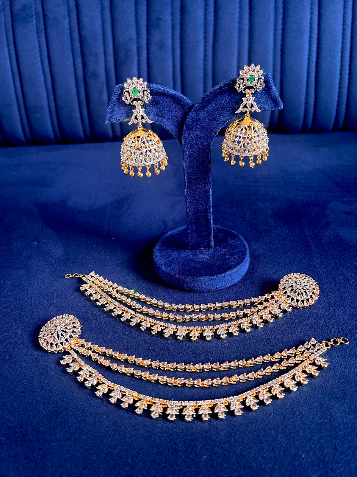 Designer Diamond Look Ear chain (COMBO)