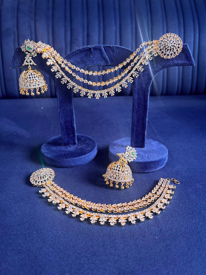 Designer Diamond Look Ear chain (COMBO)