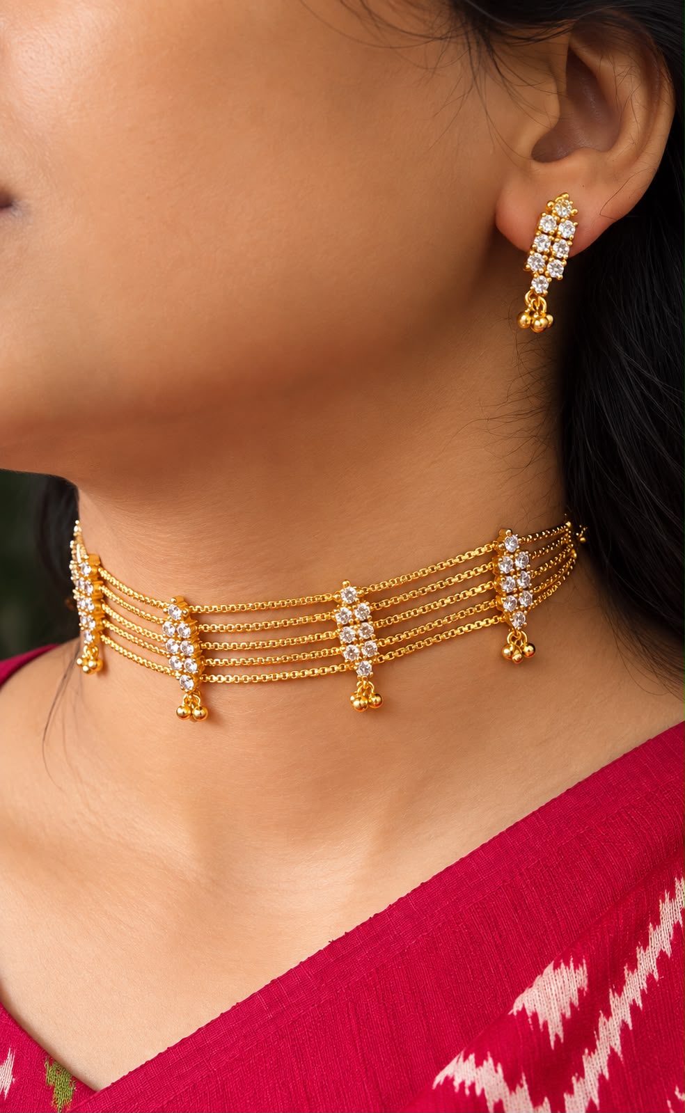 Designer Gemstone Neck Patti Crystal