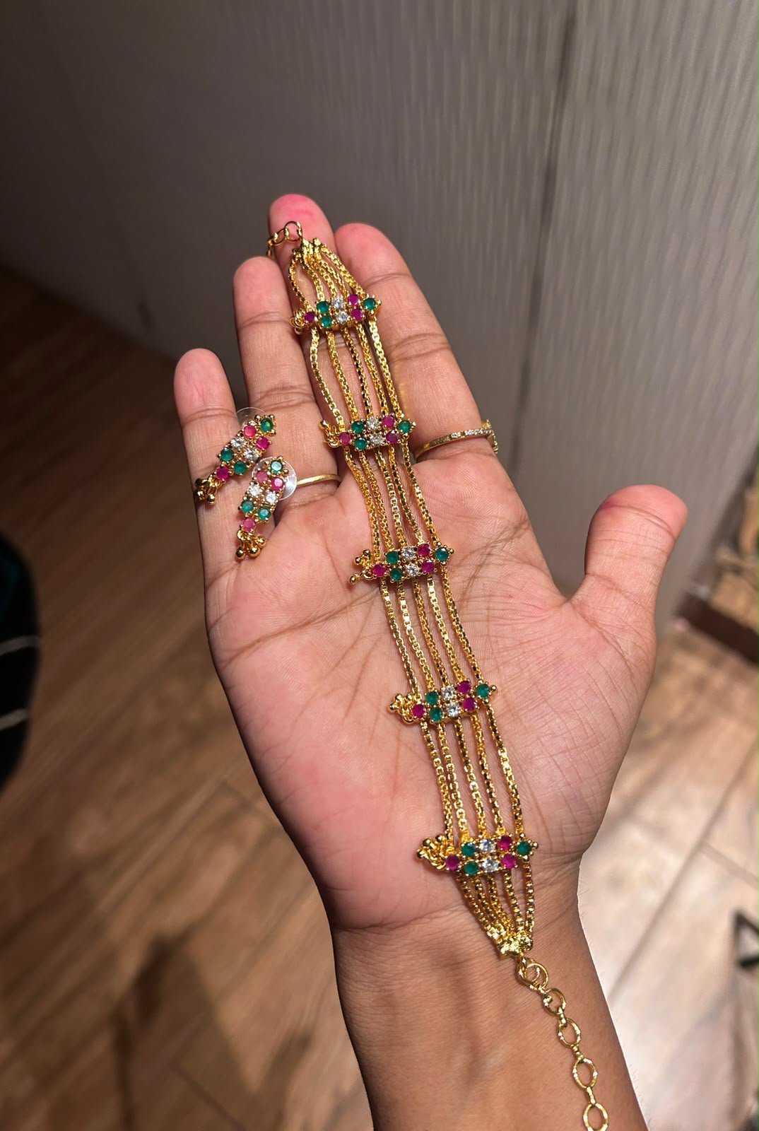 Designer Gemstone Neck Patti Multi color