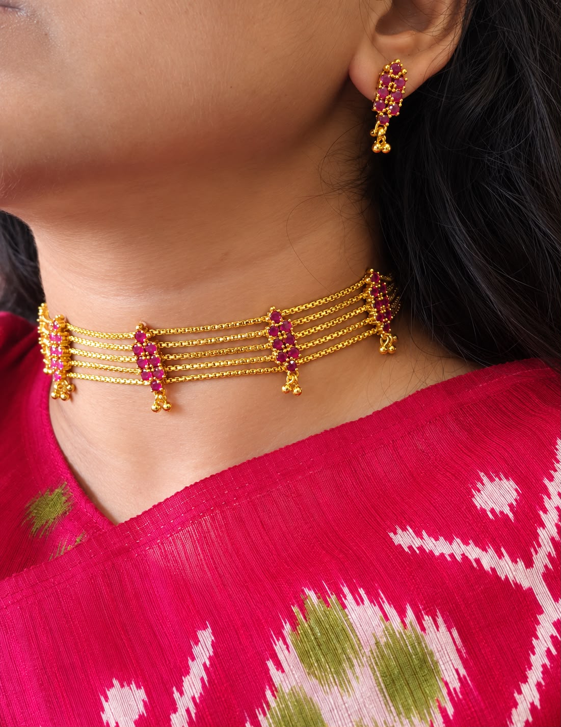 Designer Gemstone Neck Patti Ruby