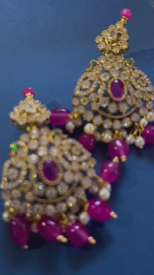 Victorian Beads Haram with Earrings Ruby