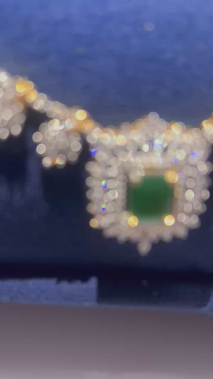 Multi Layer Neckalce with Earrings Green