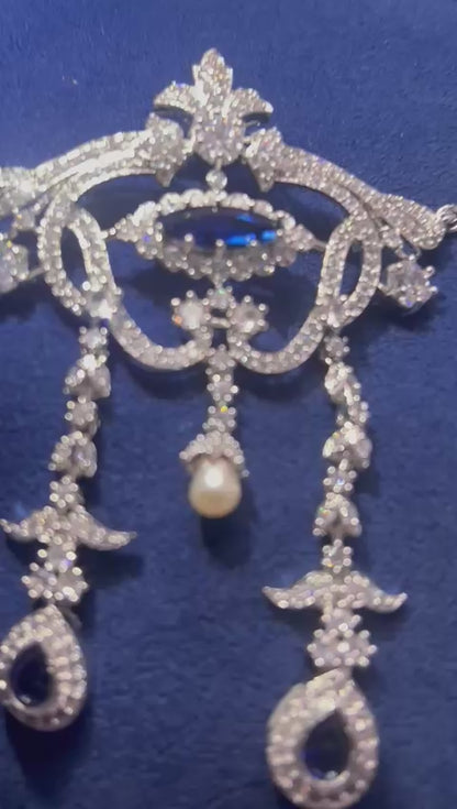 Modern Pearl Gemstone Necklace with Earrings Purple